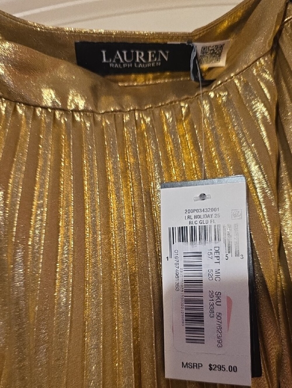 Ralph Lauren Metallic Gold Pleated Maxi Skirt - Picture 7 of 9